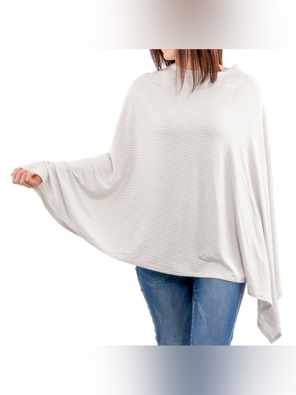 Weesprout nursing poncho cover, neutral stripes